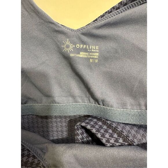 Size M Offline by Aerie Recharge Least Support Sports Bra in Blue Houndstooth - Picture 5 of 12